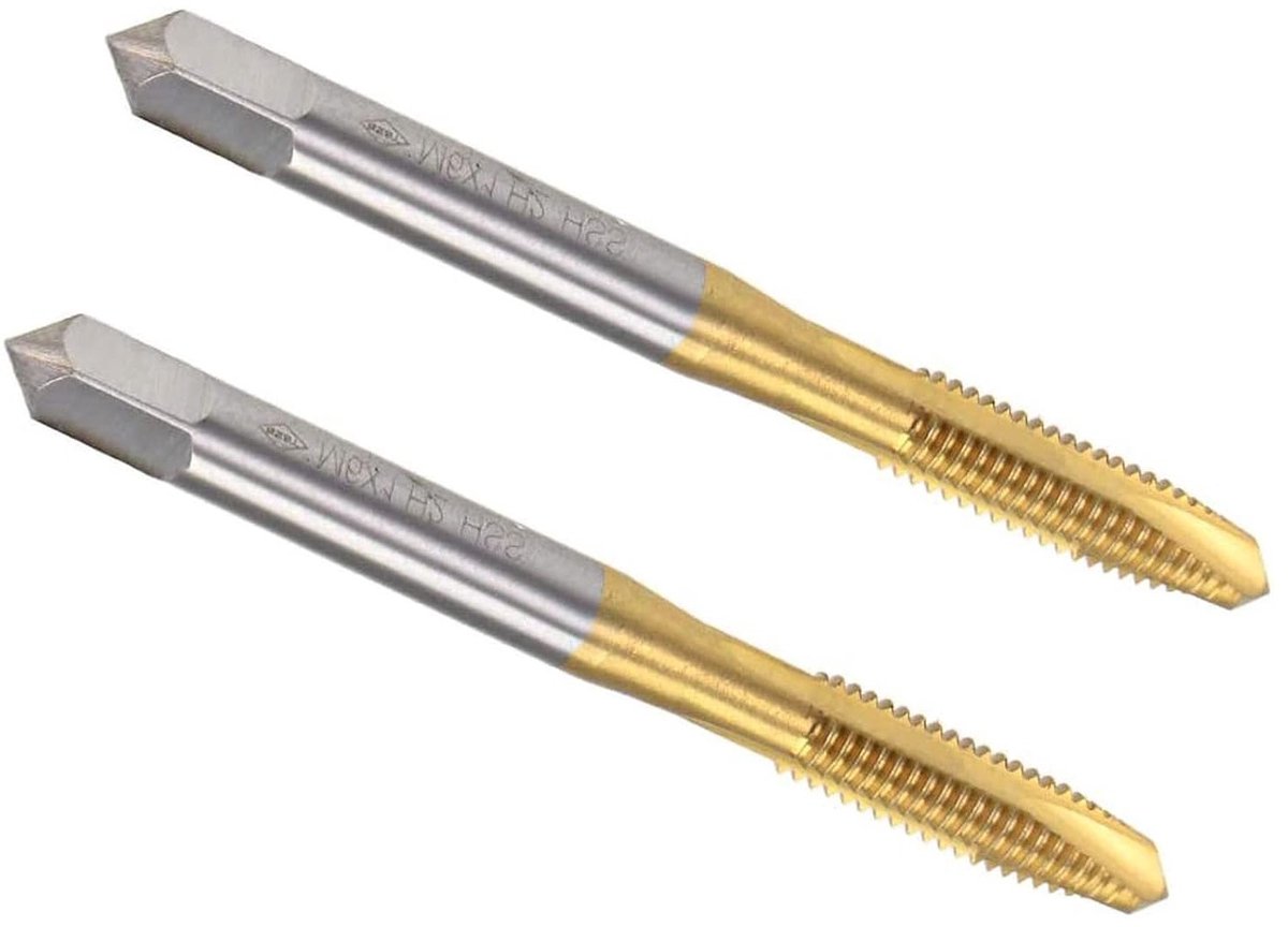 2 Stuks M6 x 1mm Helical Point Plug Draadfrees, HSS Titanium Coated, 3 Fluiten, Precisie Gereedschap voor Metaalbewerking en Draadbewerking