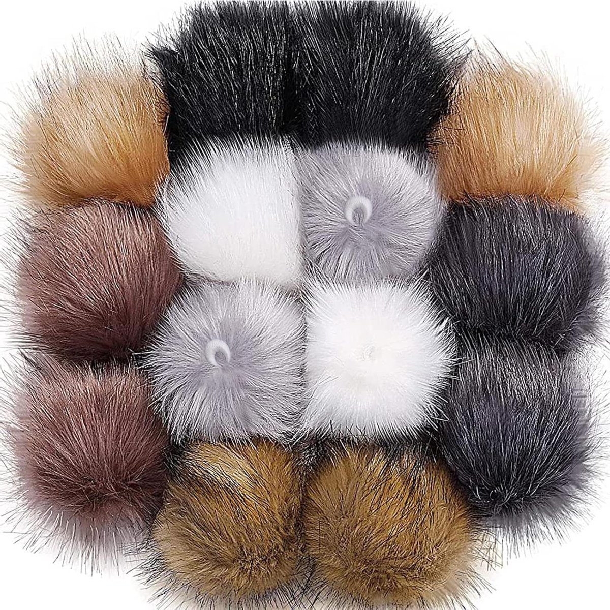 Set van 16 nepbont pompons voor hoeden, schoenen, sjaals, tassen en sleutelhangers, ideaal voor bruiloften en decoratie
