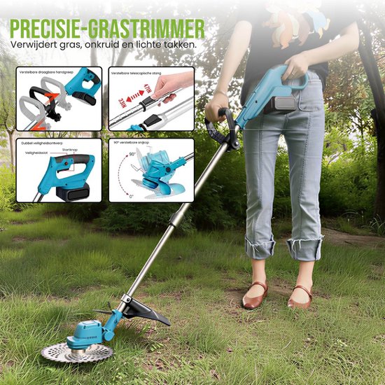 BronStore® Kantenmaaier - Grastrimmer met Accu - Bosmaaier Elektrisch - Inclusief 2 Accu's & Complete Set van BronStore® — afbeelding 3