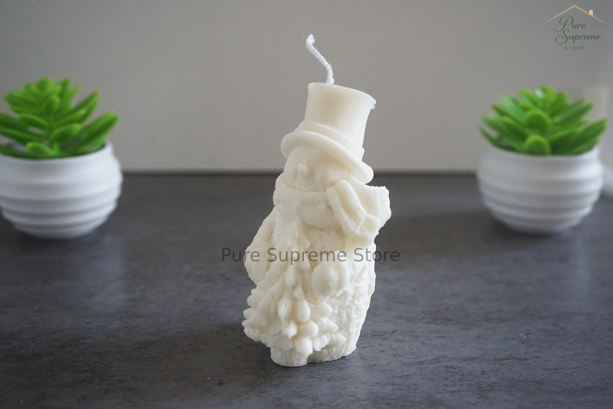 Decoratie kaars sneeuwpop met kerstboom | Kerst | Handgemaakt
