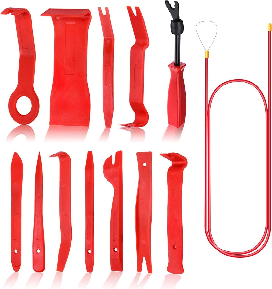Auto Bekledingsgereedschap - Panel Verwijderset - Auto Interieur Reinigen - Nylonvezel Materiaal - 13 Delig - Rood