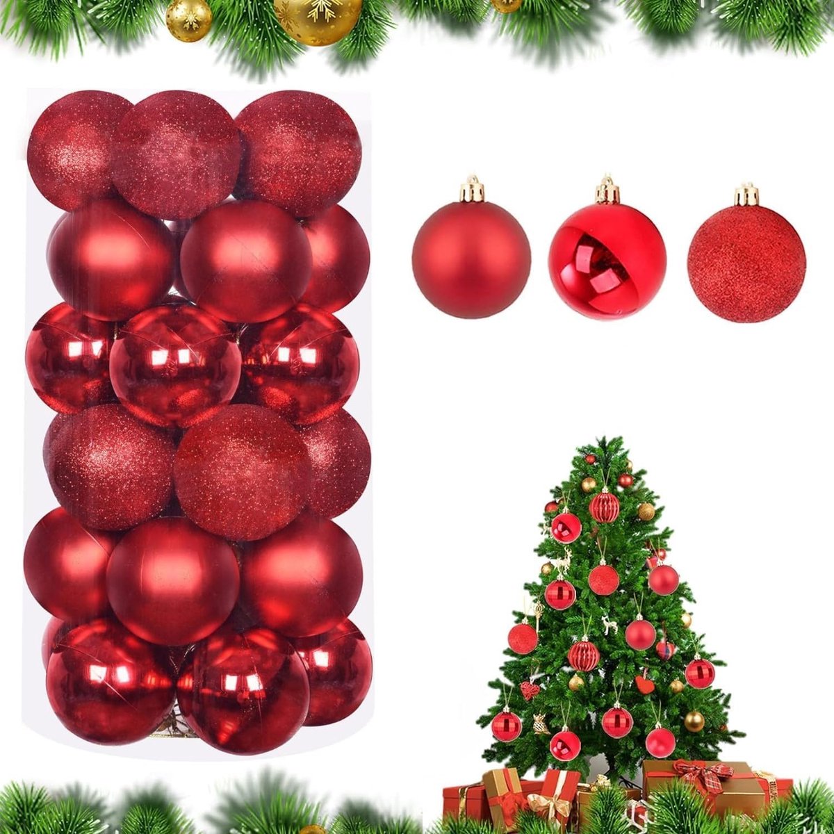 30 stuks 60mm kerstbal versieringen - rode ballen - decoratie