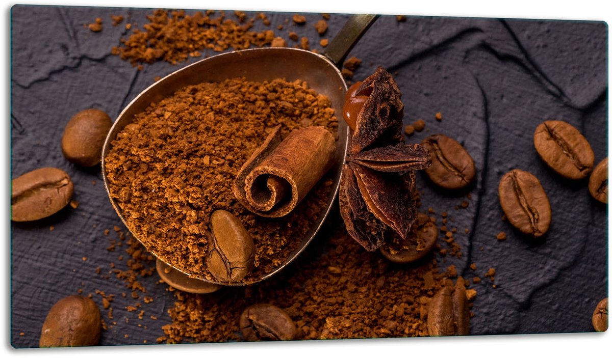 TMK ArtDeko Serie - Glazen Snijplank - 52x30 cm - Koffie Motief
