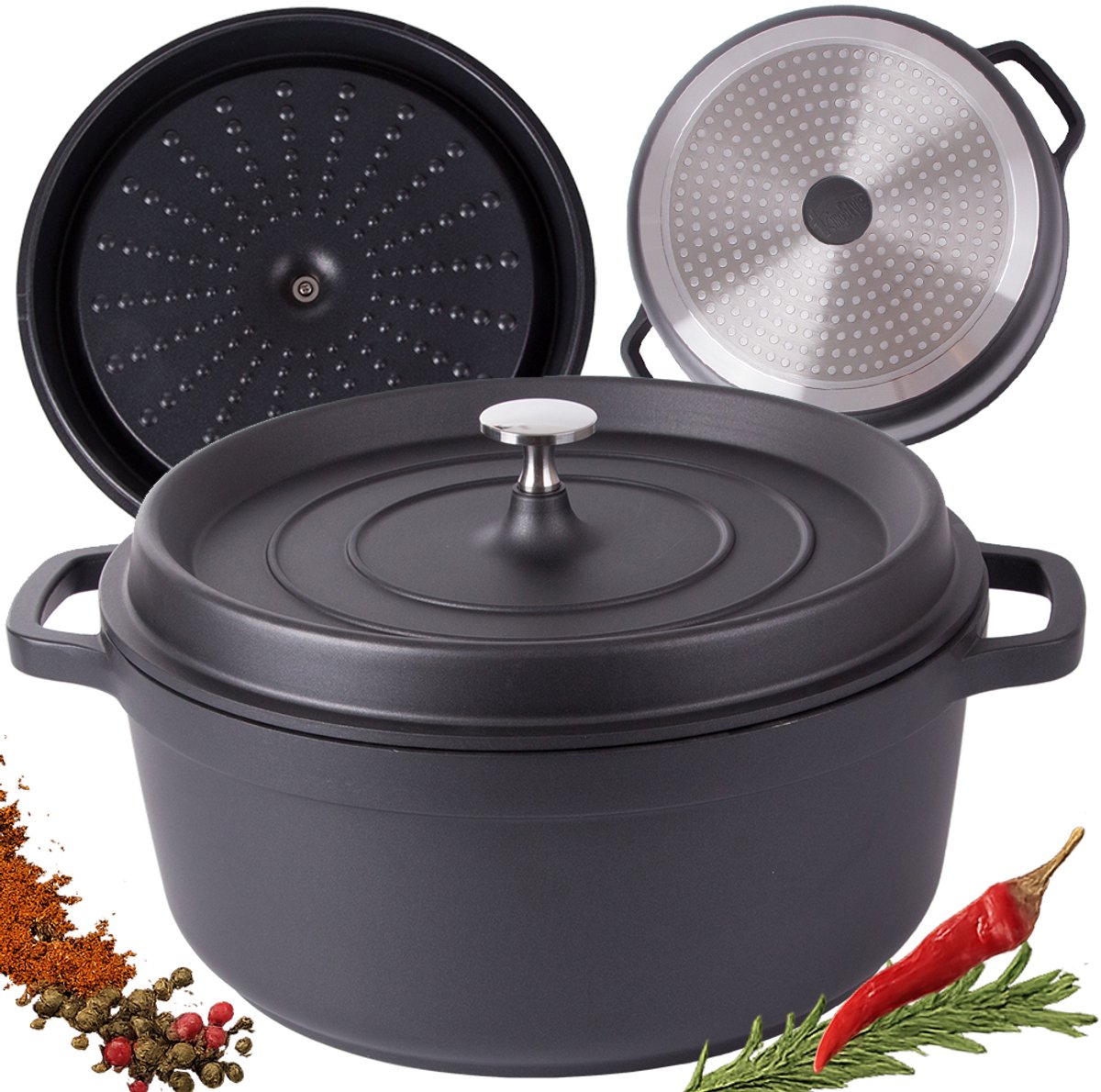 JIANGXI KING STYLE KITCHENWARE - Gietijzeren Pan - 6,5L - Non-Stick - Smakelijke Gerechten