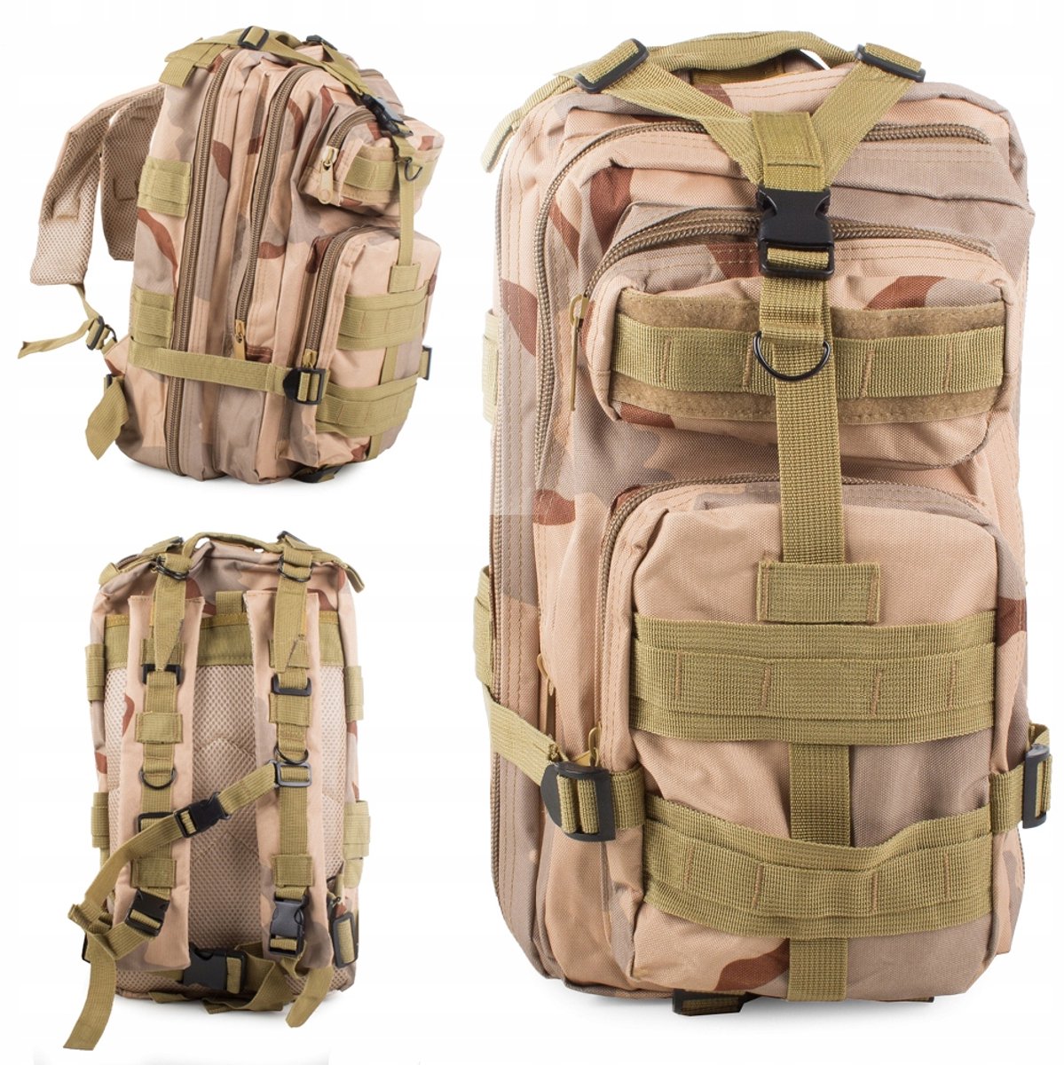 Robuuste Tactical Military Survival Rugzak 30L - Inclusief Nederlandse/Belgische Vlag Patch - camouflage bruin