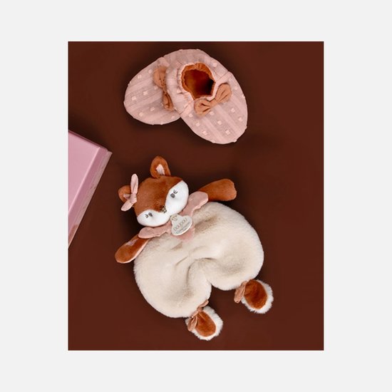 Doudou et Compagnie - Mina kraamcadeauset - Babyslofjes & Knuffeldoekje - Bruin - 0 tot 6 maanden van Doudou et Compagnie — afbeelding 3