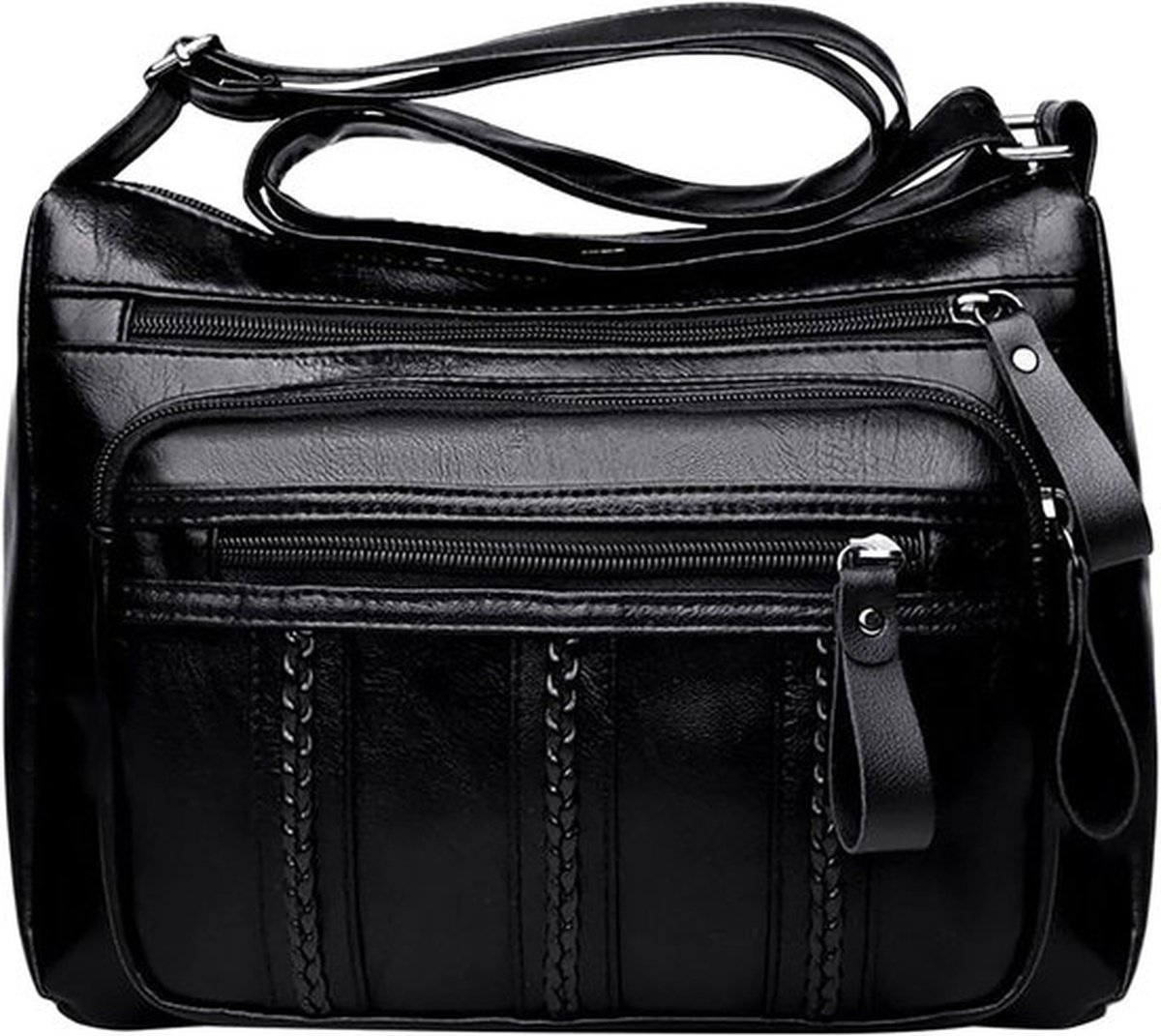 Damestas van PU-leer, meerlaags, zacht, modieus, eenvoudige schoudertas, moedertas, crossbodytas, handtas met verstelbare riem.