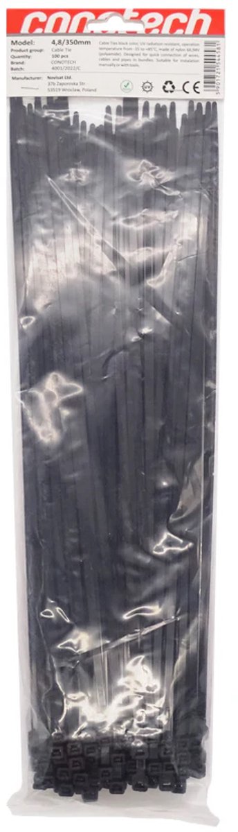 Conotech NS Serie - Kabelbinders - Zwart - UV-Bestendig - 350mm