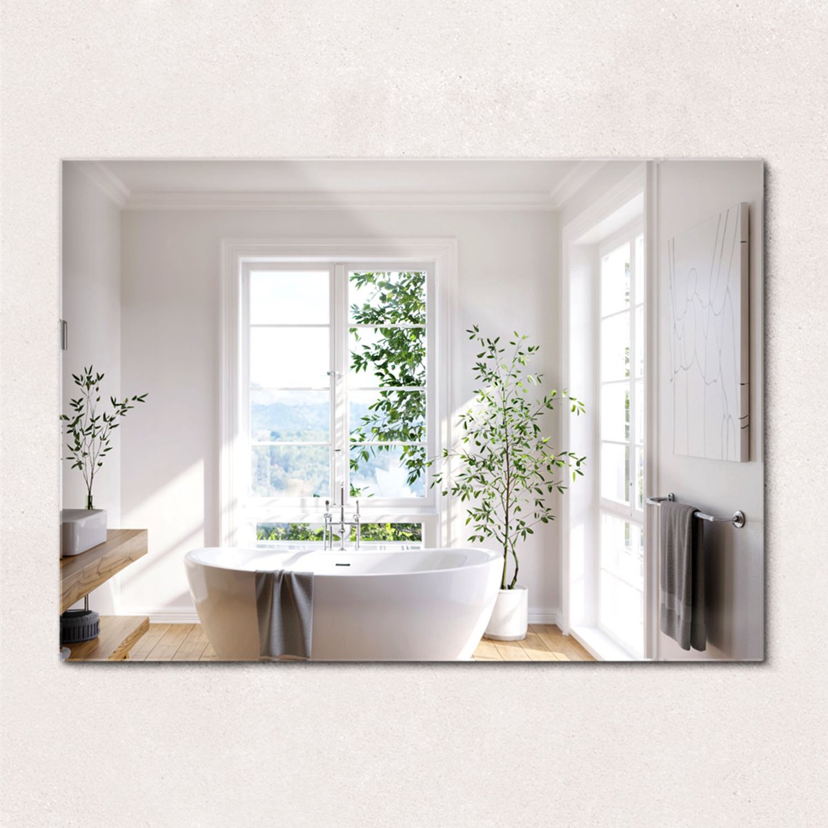 ArtPrintCave Wandspiegel - Rechthoekige Spiegel Zonder Rand - 70x50 cm - Woonkamerspiegel - Inloopkastspiegel - Hal - Kaptafel spiegel - Rechthoekige Spiegel Frameloos - Design Boho Wandspiegel - Spiegel Rechthoek Zonder Lijst