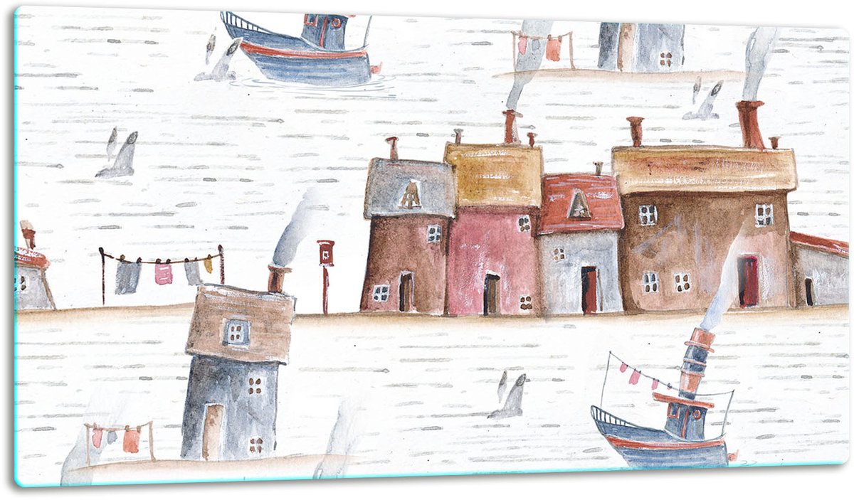 TMK ArtDeko - Glasplaat Snijplank - 52x30cm - Stad Motief - Veilig - Hittebestendig