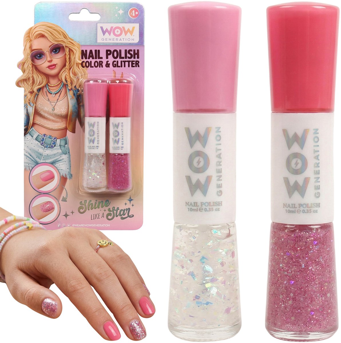 WOW Generation Nagellakset, veilige 2in1 nagellak voor kinderen 4+