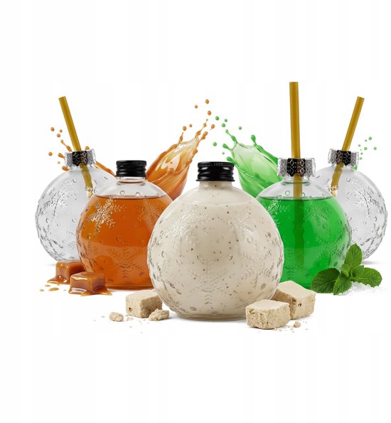 Bimberek Serie - Glazen Flessen - 400ml - Kerstontwerp - Inclusief Rietje van Merkloos — afbeelding 5