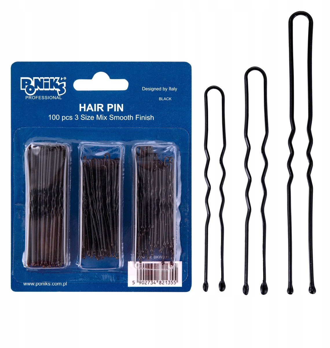 Ponik's Kappers Klemmen - Voor Haar - 3 Maten 100 Stuks Zwart Sterk Met Bal