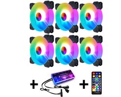 R&E Trading - CoolMoon RGB Case Fans 6x – PC Coolers met Controller & Afstandsbediening – 120mm Stil