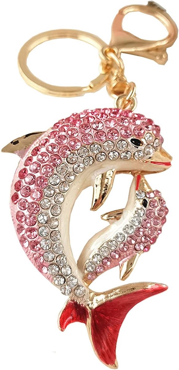 Dolfijn Sleutelhanger met Diamanten, Dierlijke Hanger, Ocean Themed Accessoire, Violeta