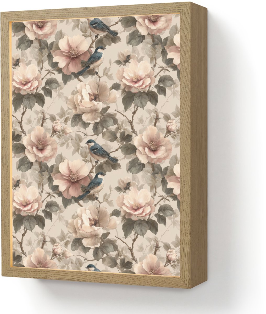 Wandlamp 30x40 cm - Oplaadbaar - Klassiek - Vogels - Kleurrijk - Wandlampen binnen woonkam
