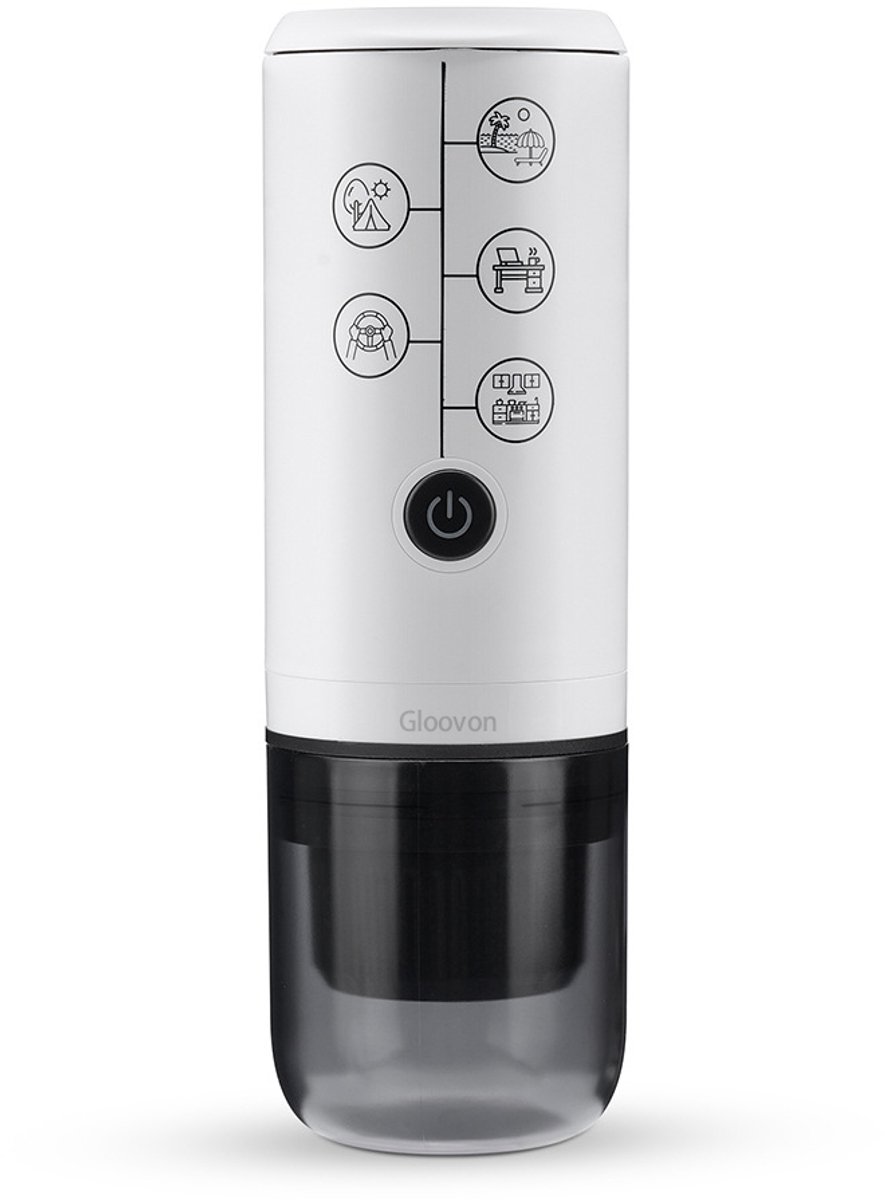 Gloovon® 3-in-1 Draagbare Espressomachine - Nespresso, Dolce Gusto & Koffiepoeder - 17 Bar - USB-C Oplaadbaar - Ideaal voor Auto, Camping & Reizen - Wit