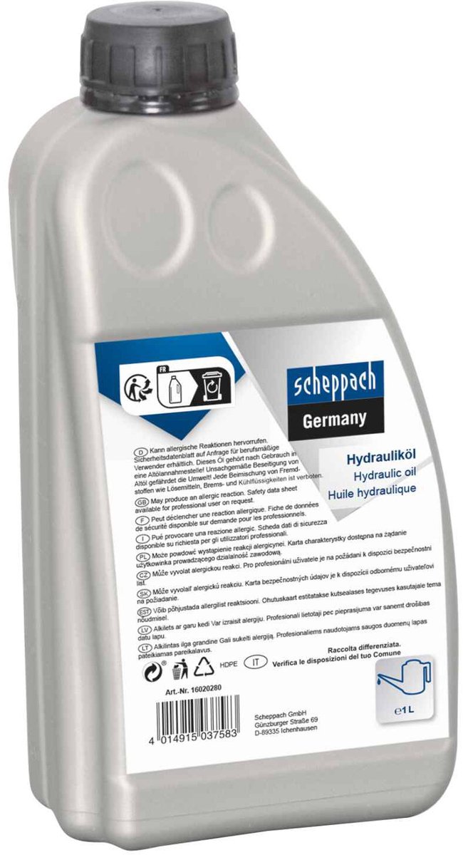 Scheppach Hydraulische Olie 1 liter - 16020280
