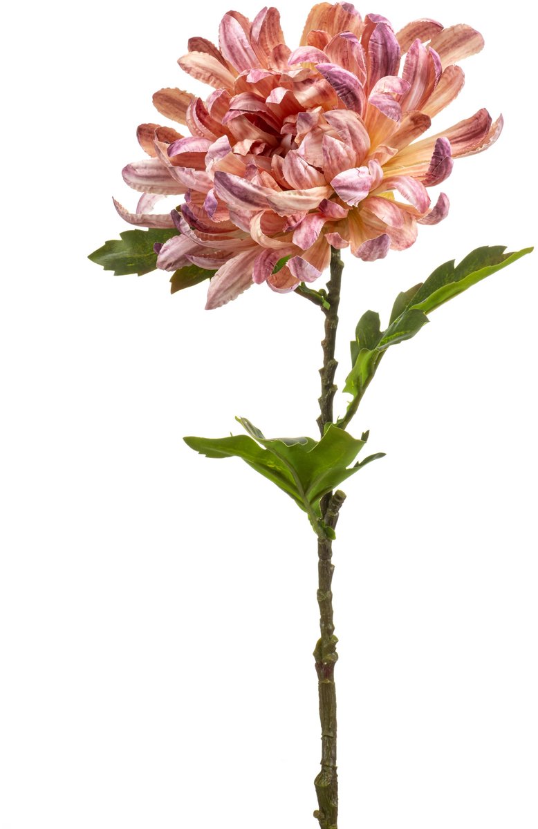 Kunstbloem Chrysant - Kunststof/Metaal/Polyester - Zachtroze - 60 cm - Levensechte Interieur Decoratie