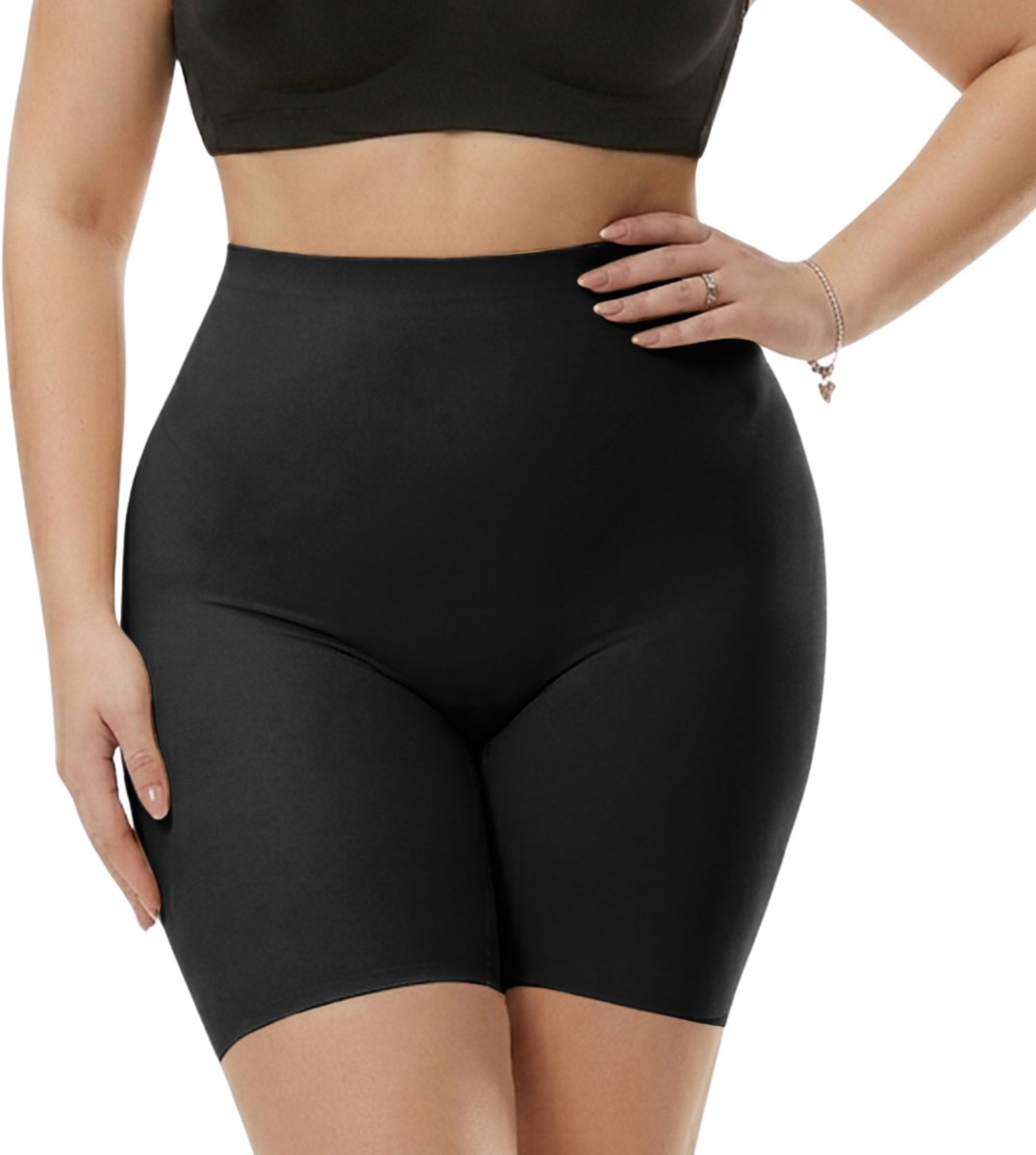 Corrigerende Short High Waist - Naadloos - Shapetape - Zwart - Shapewear Short voor Dames - Platte Buik - Anti Schuren - Onder Jurk