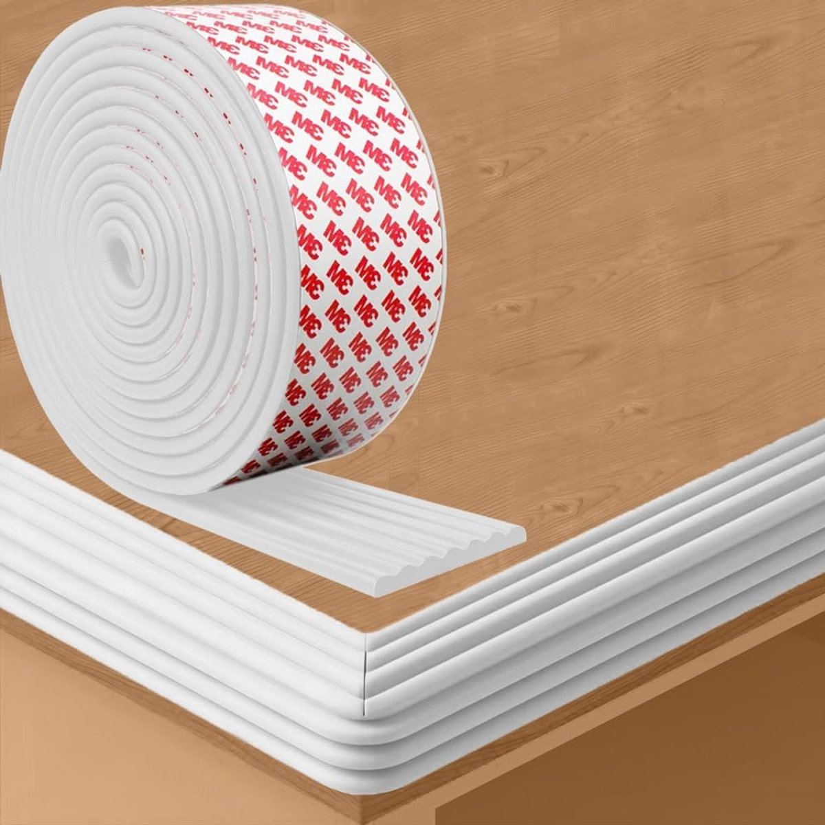 Zelfklevende Tafelrandbescherming - 2m Bescherming voor Tafelranden, Hoekbescherming en Schokabsorberend Rubber voor Glazen Tafels, Borden en Schalen (Zwart, 2M)