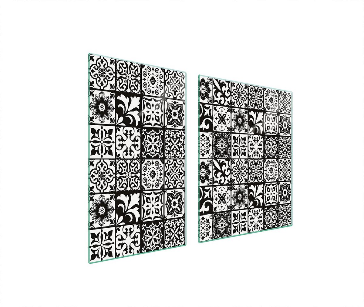 Dubbele Glazen Plaat voor Kookplaat - 100x52 cm - Hittebestendig Spatwand en Snijplank
