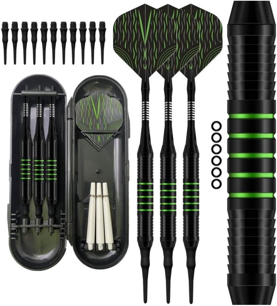 Soft Tip Darts - Dart Set - Indoor Activiteiten - Gegroefde Aluminium Schachten - 148mm - Groen