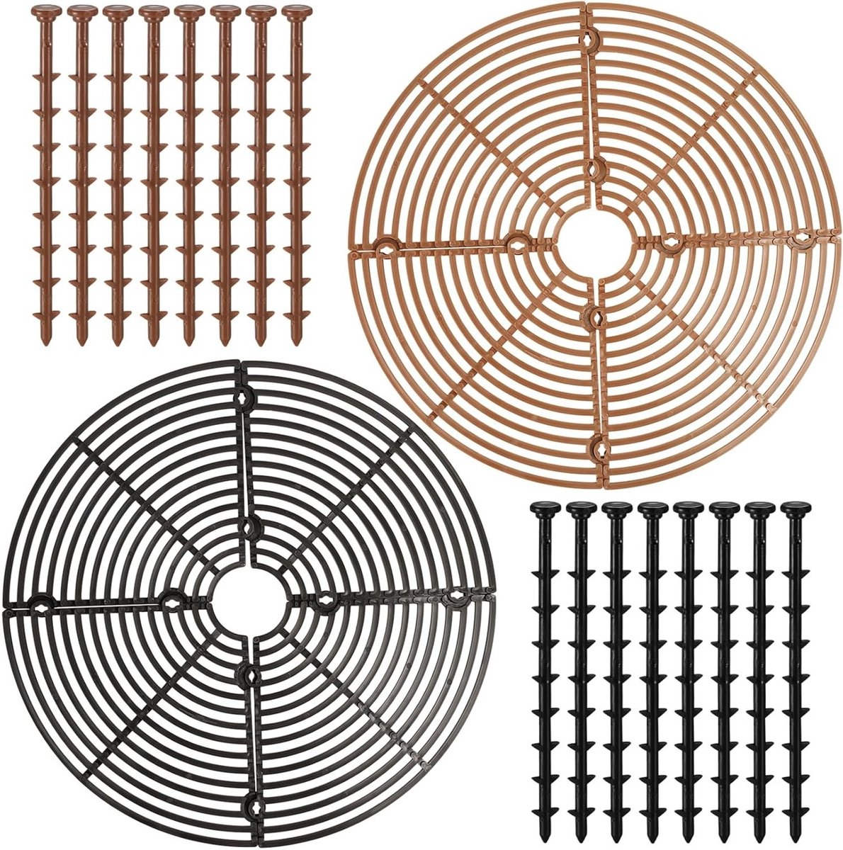 Set van 2 30 cm Bloempotroosters voor Plantbescherming, Veiligheid voor Kinderen en Huisdieren, Bruin en Zwart