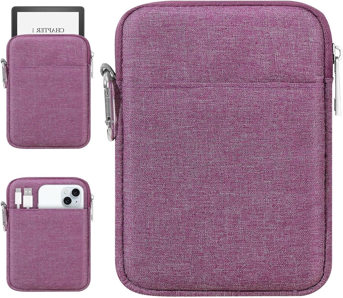 E-reader Sleeve Bag voor 6-7 inch e-readers, Geschikt voor Paperwhite en andere modellen, Paars