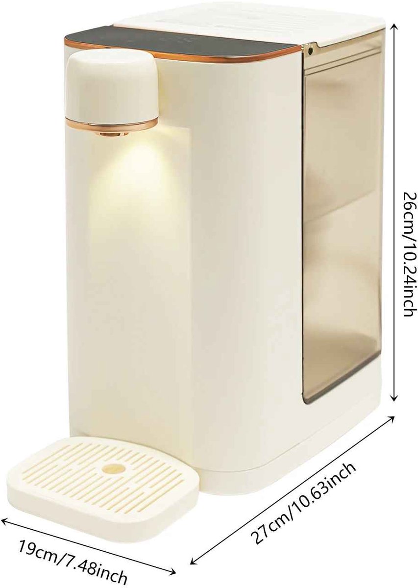 Casa Living Elektrische Waterdispenser - 5 Temperatuurstanden - LED Touchscreen - Voor Thuis en op Kantoor - 3L - 2000W - Beige