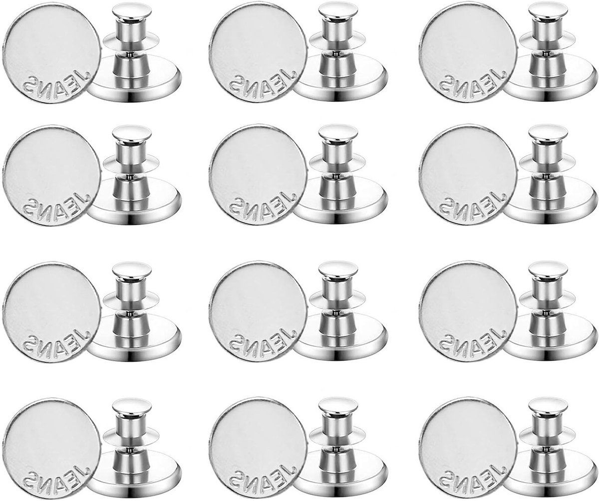 12 Stuks Verstelbare Jeansknopen 17mm - Vervangende Metaal Knopen voor Broeken - Ideaal voor Het Aanpassen van Kledingmaat en Stijl