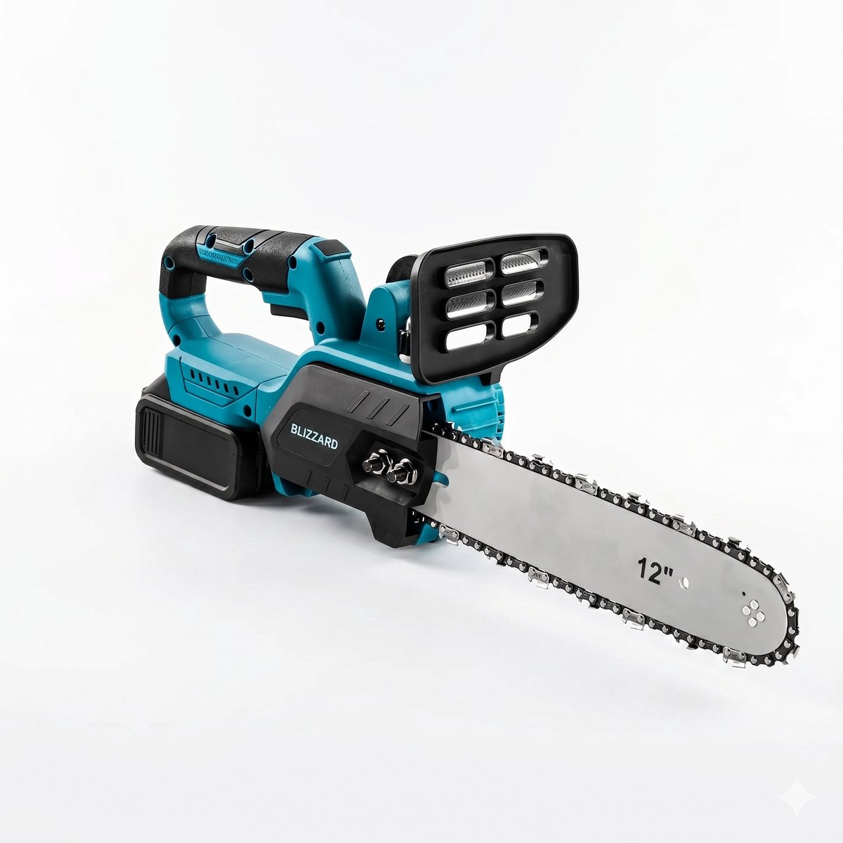 Elektrische Kettingzaag 12 Inch Snoerloos Borstelloze Kopermotor 1500W 18V Accu 1 Batterij 0-8000 RPM Kettingsnelheid 10 m/s Max 30 cm Zaagdiameter Handmatig Knijpsmeersysteem Ergonomisch Rubber Tuin Houtbewerking Snoeien