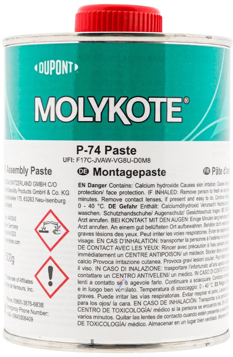 MOLYKOTE P74 Montagepasta 500 gram - Metaalvrije Anti Seize Pasta