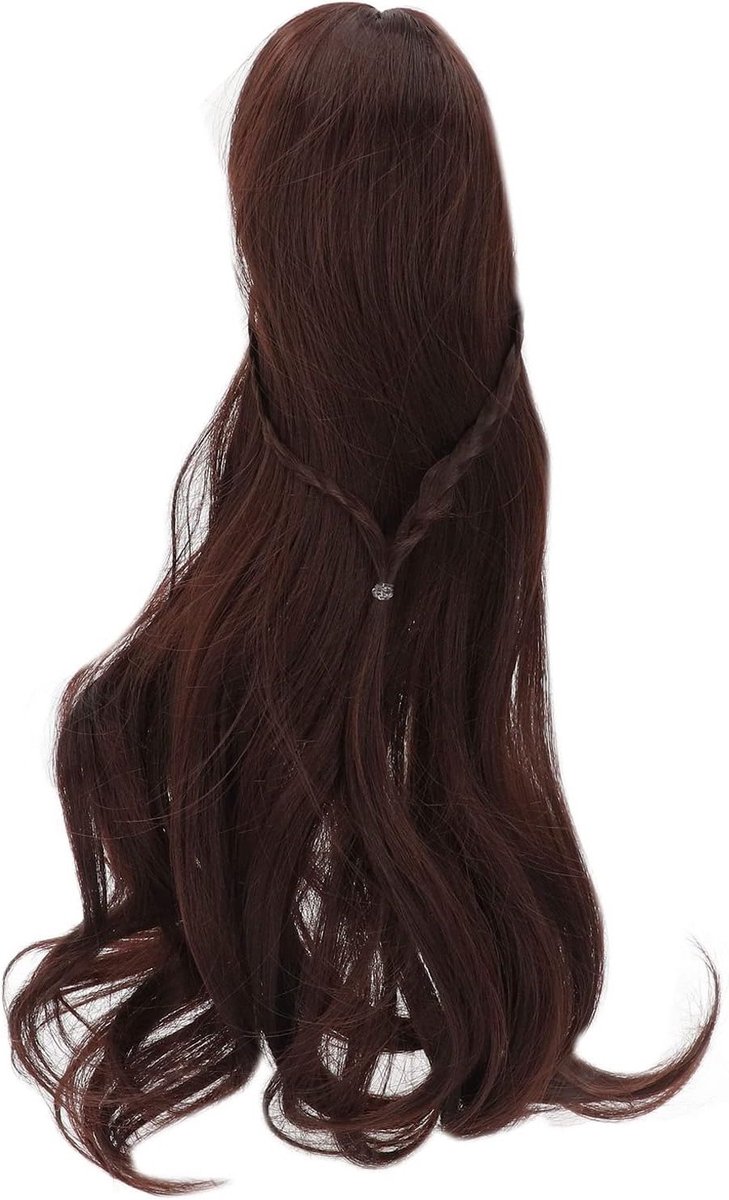 Langdurige Hittebestendige Poppenhaarperuk voor 1/3 BJD SD Poppen, 21-24 cm, Donkerbruin, Diepe Krullen, Perfect voor DIY Projecten en Creatieve Poppenaccessoires