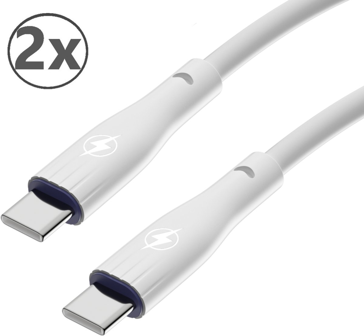 USB C Kabel - Oplader - USB C naar USB C oplaadkabels - 2 Stuks - Wit - 1 Meter - Universeel geschikt voor USB-C Apparaten – Snelladen – Type-C