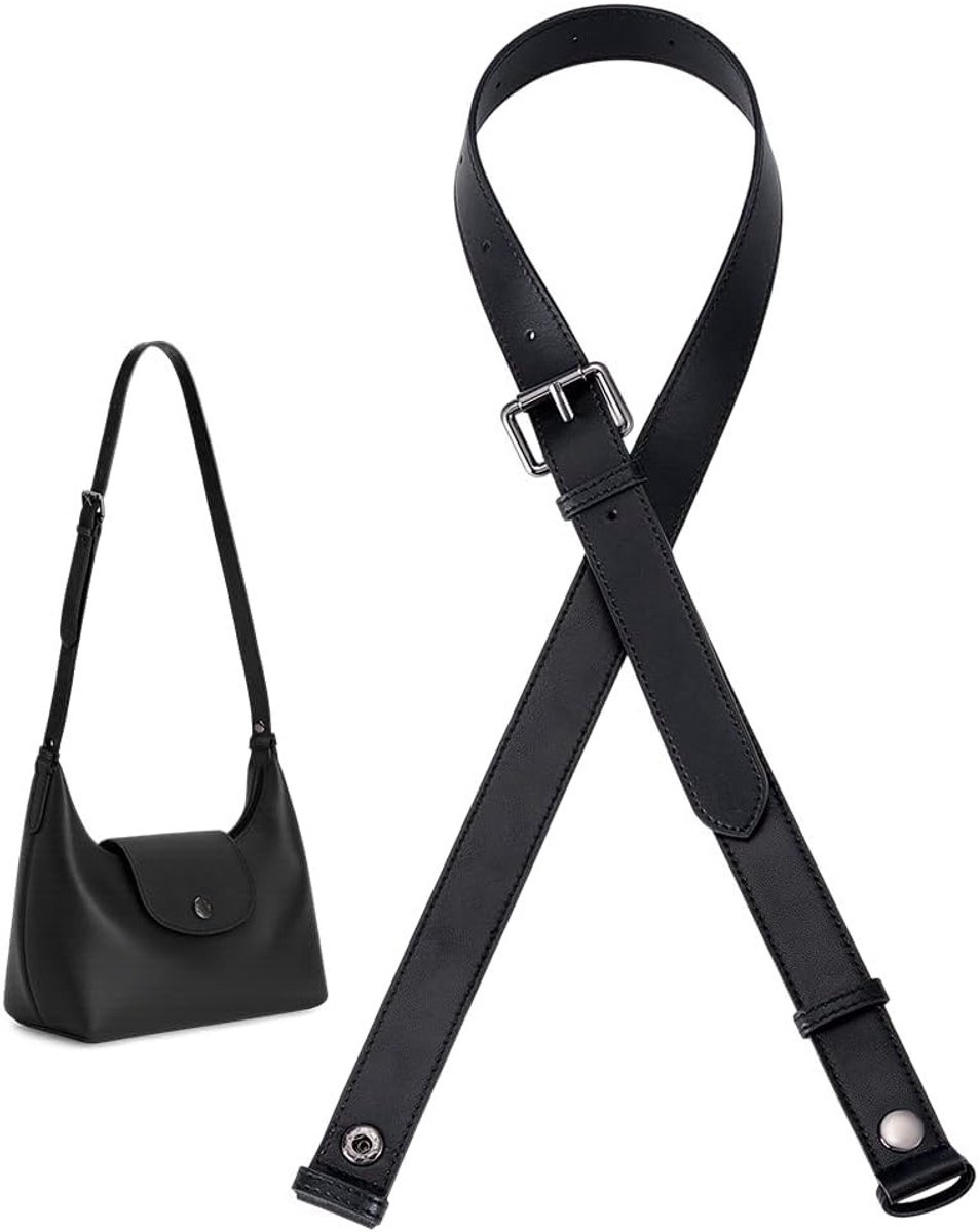 Verstelbare leren schouderriem van 108 cm voor handtassen, zwart, 4,3 cm breed, vervangingsriem voor tassen en accessoires