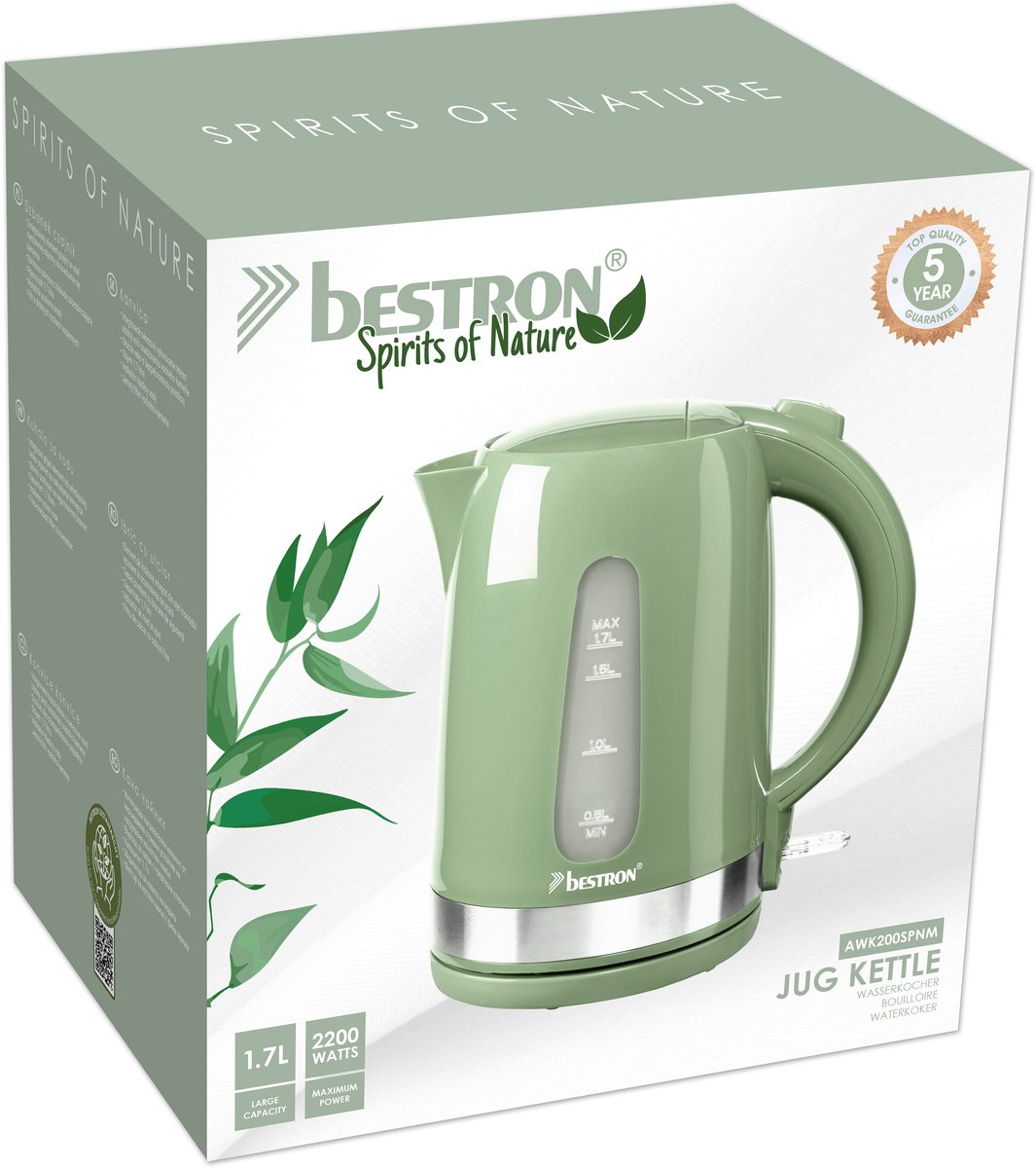 Bestron Waterkoker AWK200SPNM - 2200W - 1.7L - Automatisch uitschakelen - Mintgroen — afbeelding 3