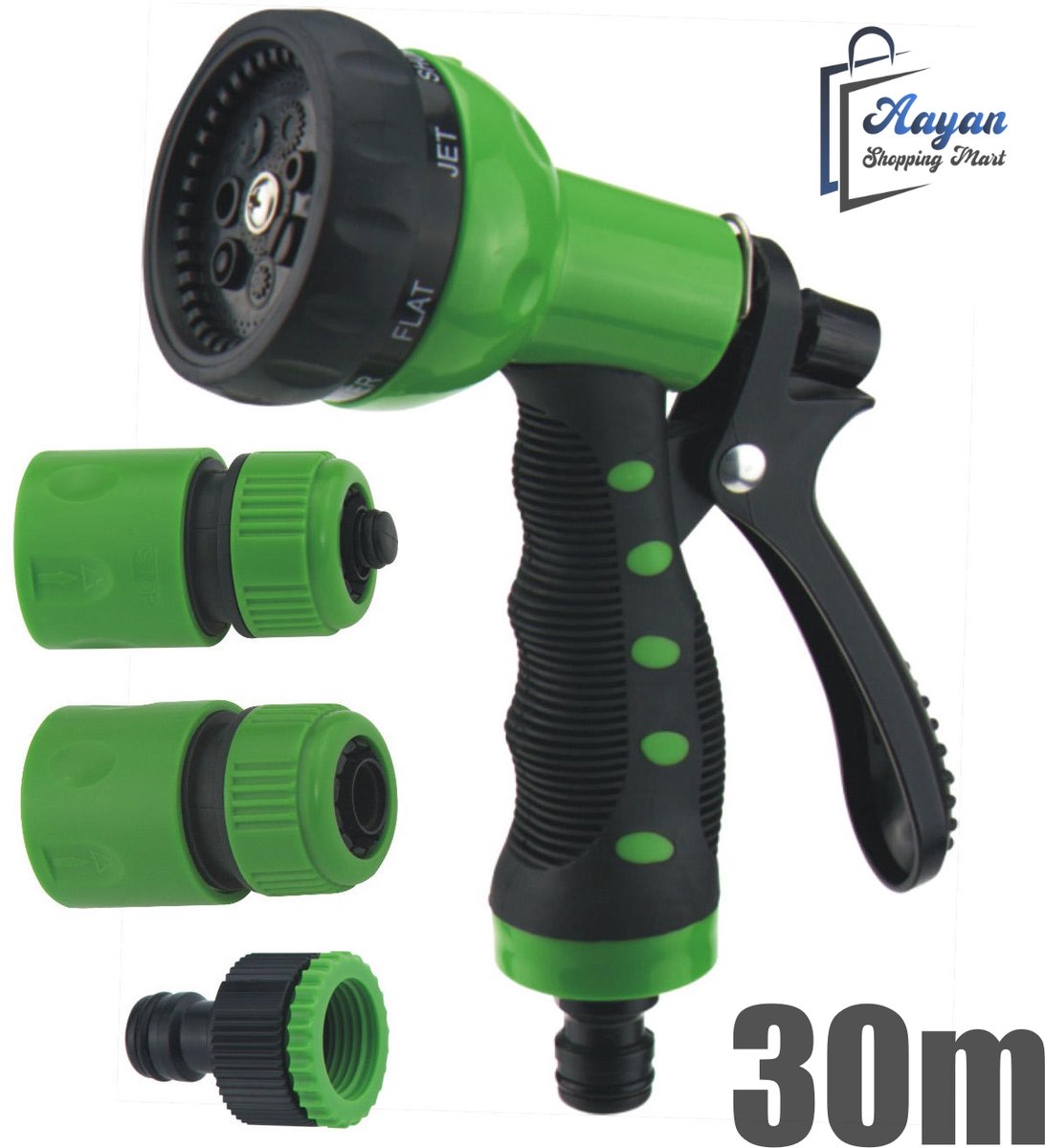 Tuinslang 30M 1/2 inch met Spuitpistool – Flexibel, Knikvrij & Duurzaam – Inclusief Aansluitset – tuinslang flexibel – tuinslangen – 88648