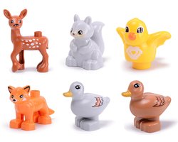 Dieren Speelset Bos – 6 Stuks – Geschikt voor Duplo