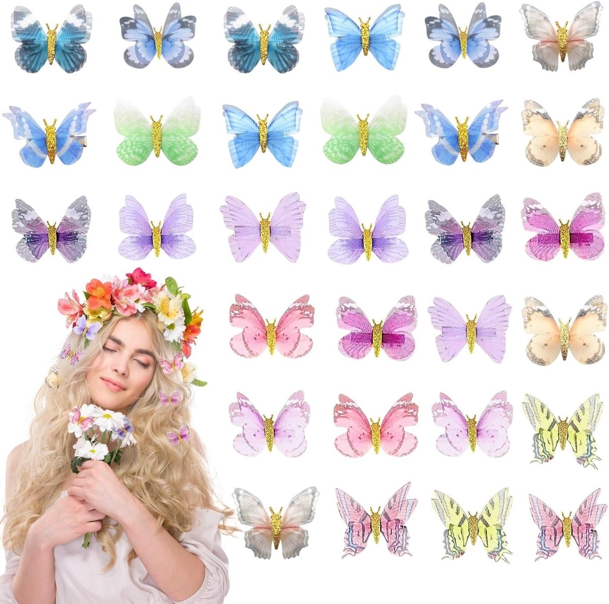 30 Stuks 3D Haarspeldjes Vlinder Accessoires voor Dames en Meisjes