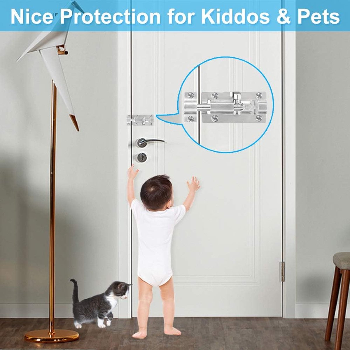 Veiligheidssloten - Door Lock - 2 Stuks - 3 Inch Schuifgrendel - Met 12 Stuks Schroeven - Latch Deurslot - Schuifdeursloten - Anti-Diefstal Hasp Slot Deurslot - Grendels - Hangsloten — cadeau in Cadeau-ideeën - foto 3