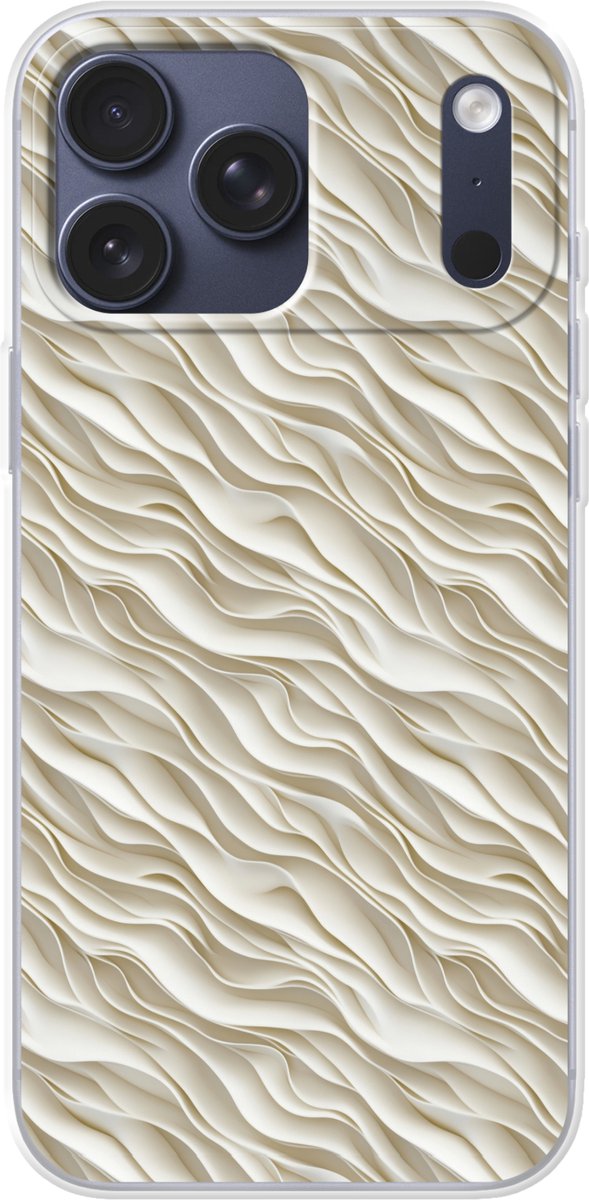 Telefoonhoesje Geschikt voor iPhone 17 Pro max hoesje - Golven - Wit - Minimalistisch - Siliconen Telefoonhoesje Telefoonhoesje