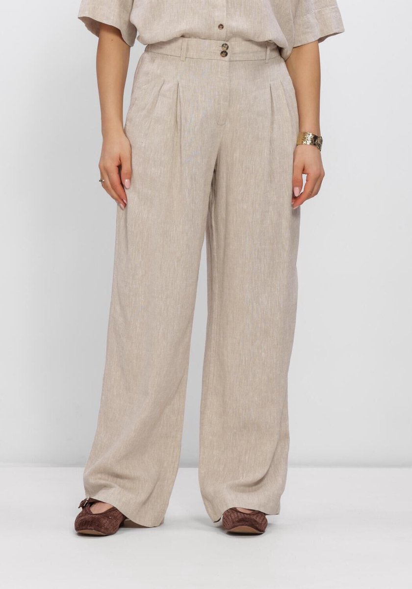 MSCH Copenhagen Mschviana Ginia Pleat Pants Broeken Dames - Zand - Maat XL