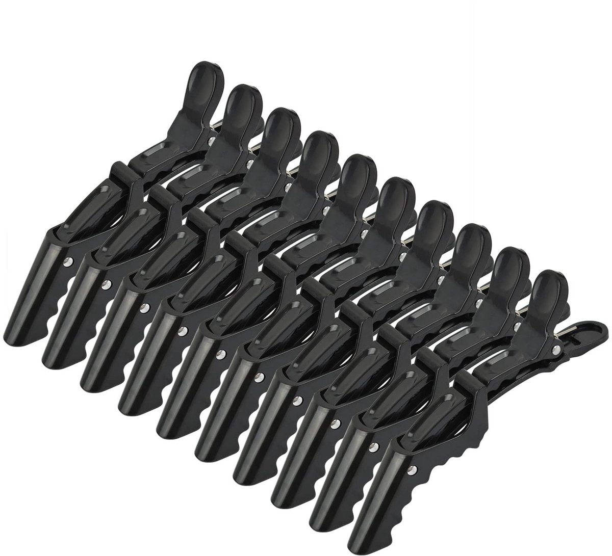 carmdering - Haarklemmen- Kappers Alligator Haarklemmen - 10 stuks Zwart Lange Krokodillen Haarklem | Duck Bill Extra Sterk voor Dik Haar Clips Extra Strong Crocodile Alligator Hairclips Verdeelklem