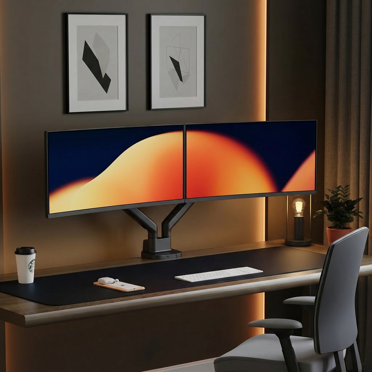 Alberenz Dubbele Monitor Arm Zwart met USB-C & USB-A - VESA 75x75 & 100x100 thumbnail 6