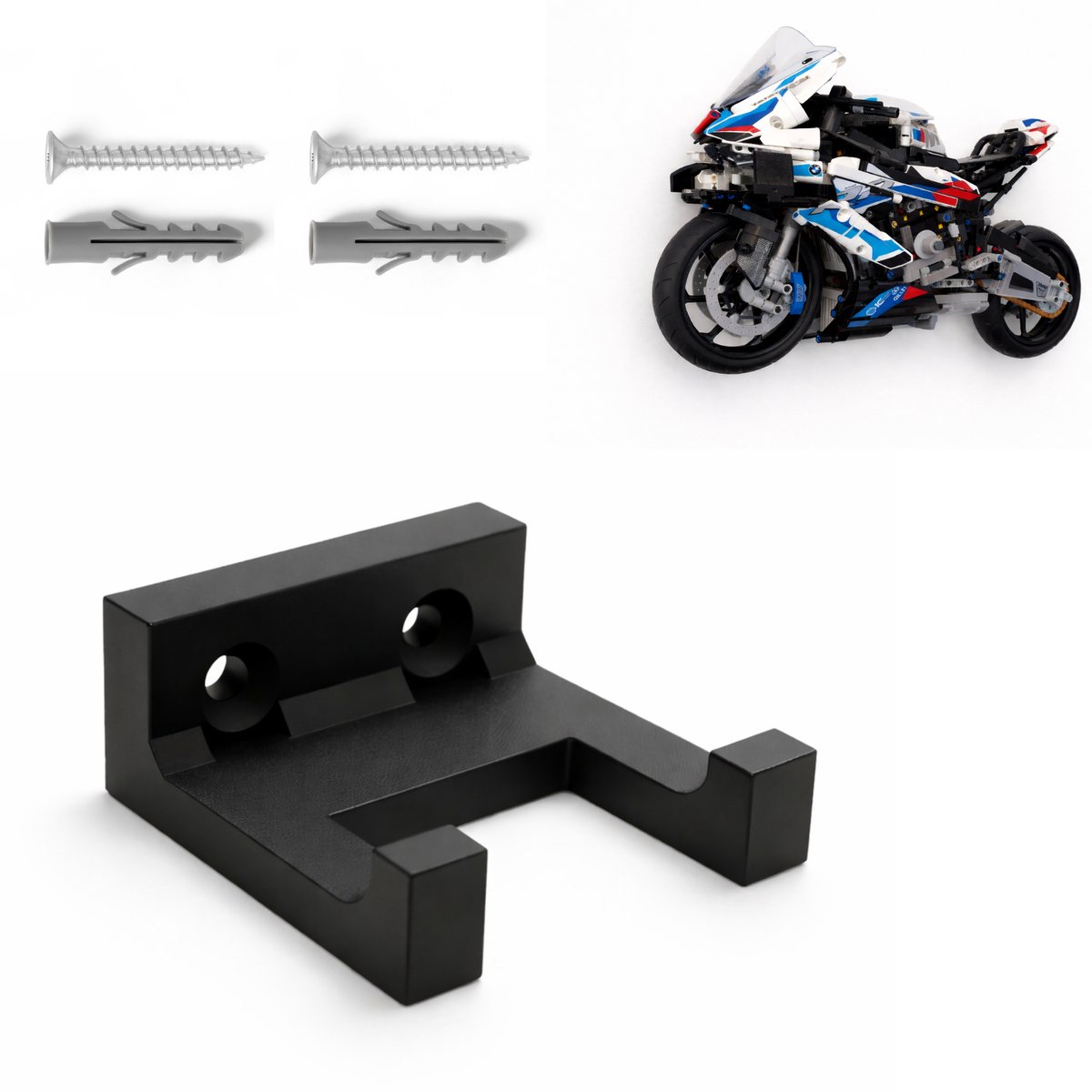 YUOM. Wandhouder geschikt voor LEGO Technic 42130 BMW M 1000 RR Motor – Muurbeugel / Wall Mount – incl. schroeven & pluggen