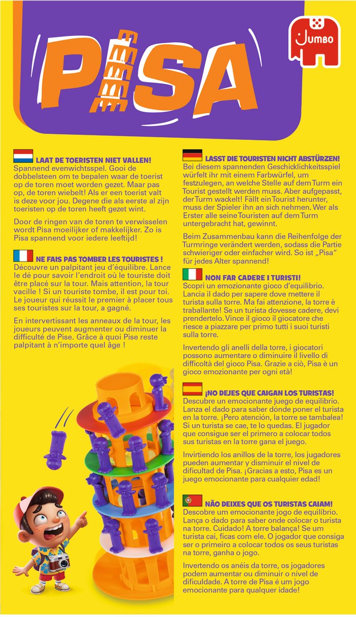 Toren van Pisa - Actiespel - Vanaf 4 jaar - 2 tot 4 spelers - Bordspel voor kinderen - Familiespel — afbeelding 3
