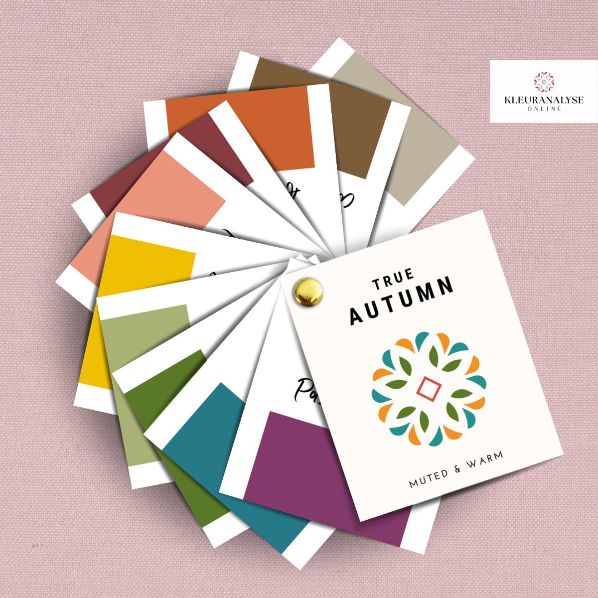 True Autumn Kleurenwaaier – Seizoenskleuren – Kleurtype Herfsttype – Warm & Rijk – Kleuranalyse – Kleuradvies Voor Kleding