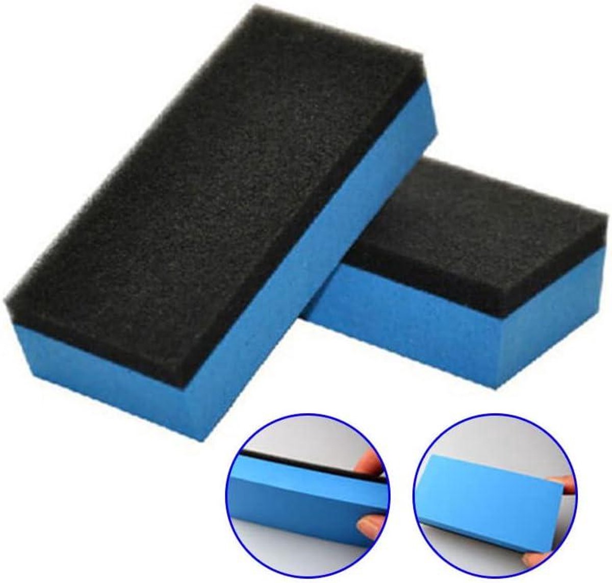 Autosponsjes - Applicator Pads - Auto Waxen - Dubbelzijdig Schuim - 75 x 5 x 15 cm - Blauw Zwart