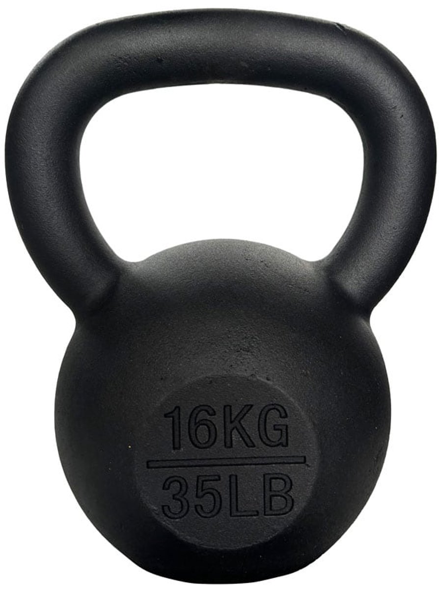 Bol.com AJ-Sports Kettlebell Pro Gietijzer 16 kg - Kettlebell - Gewichten - Krachttraining - Zwart - Fitness - Geschikt voor Cro... aanbieding
